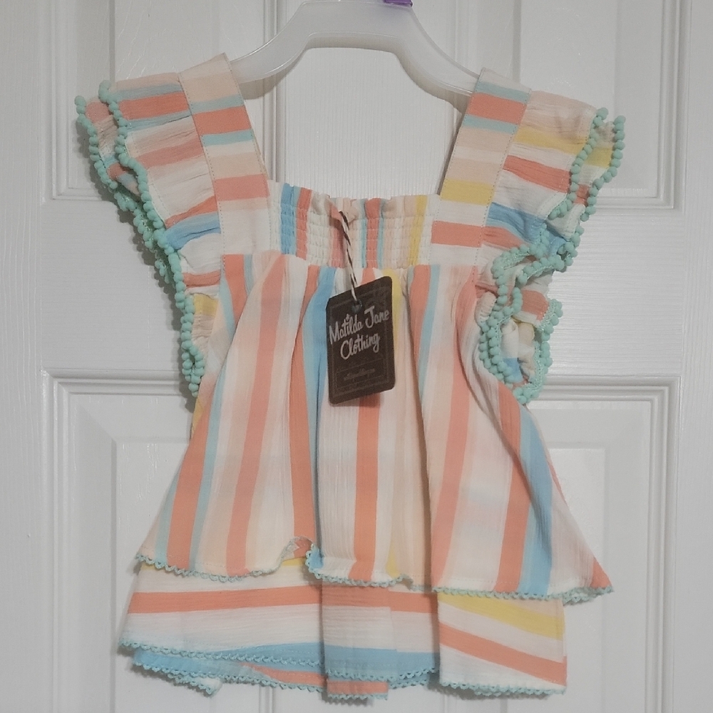 Matilda Jane Pastel Striped Ruffle Top